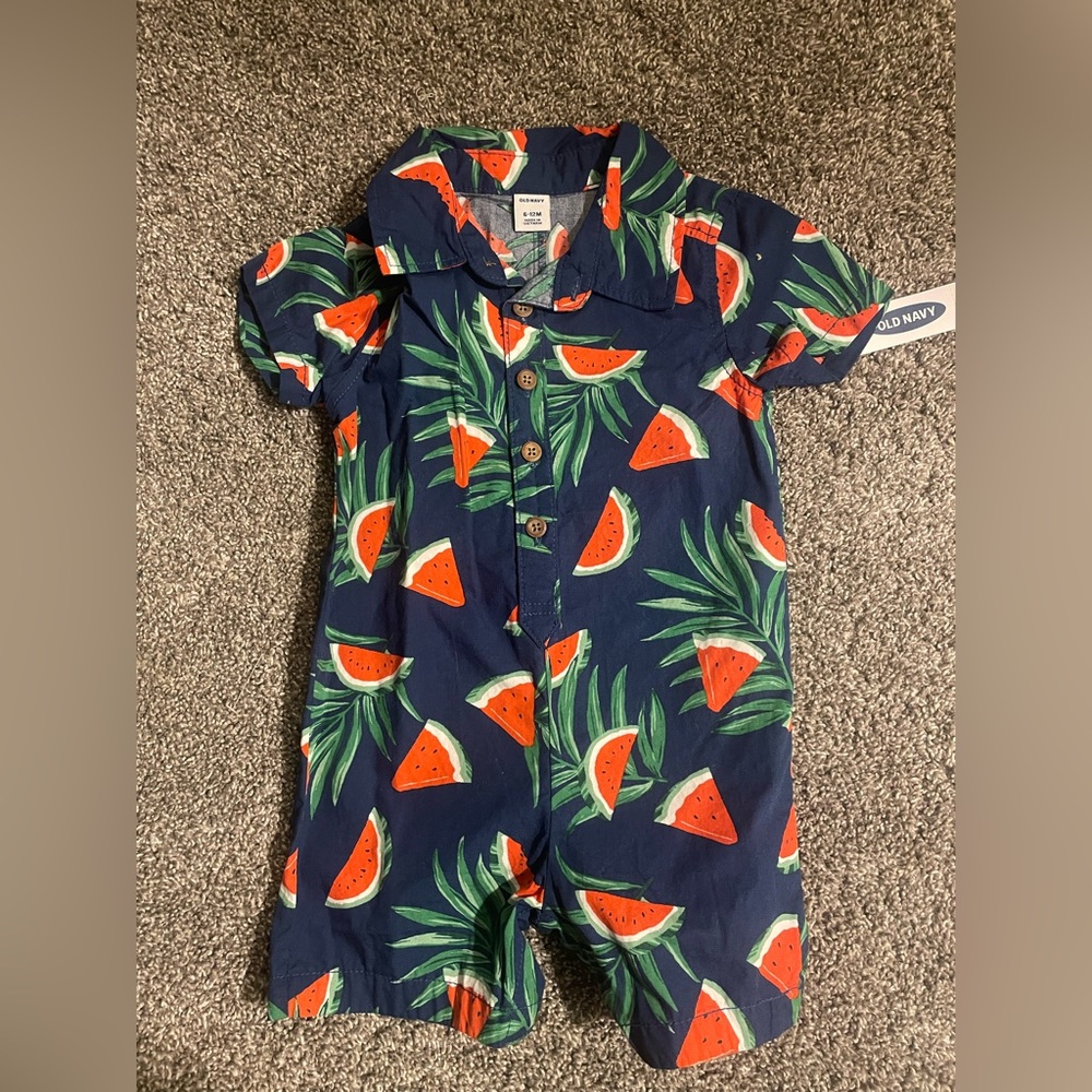 NWT 8-12 mo Watermelon one piece outfit